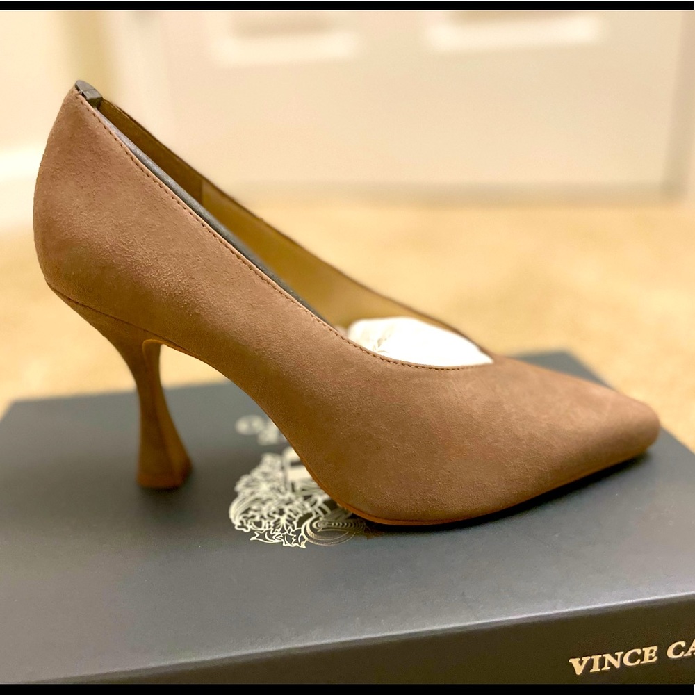 vince camuto ishani tuscan taupe true suede Heels